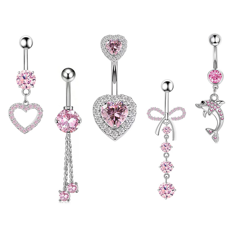 Body Jewelry And Piercing - 1PCS Pink Crown Belly Button Rings