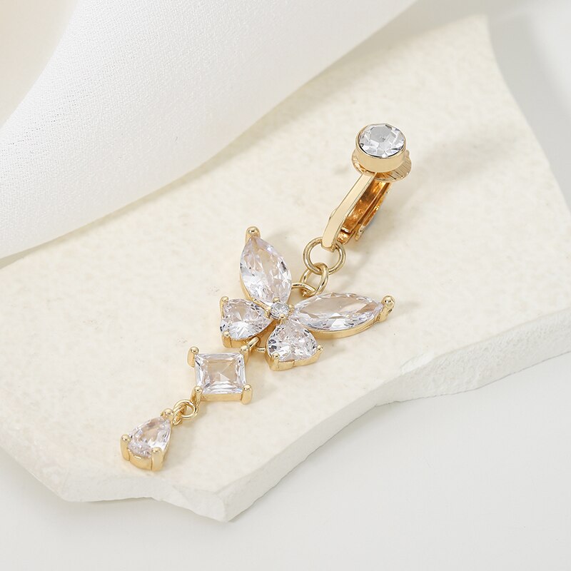 Body Jewelry And Piercing - Clip On Belly Button Ring Butterfly