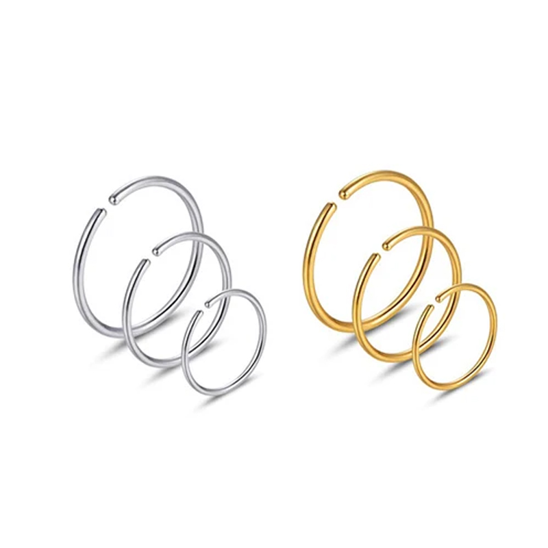 Body Jewelry And Piercing - 6pcs/lot Hypoallergenic Nose Rings Hoops 316L