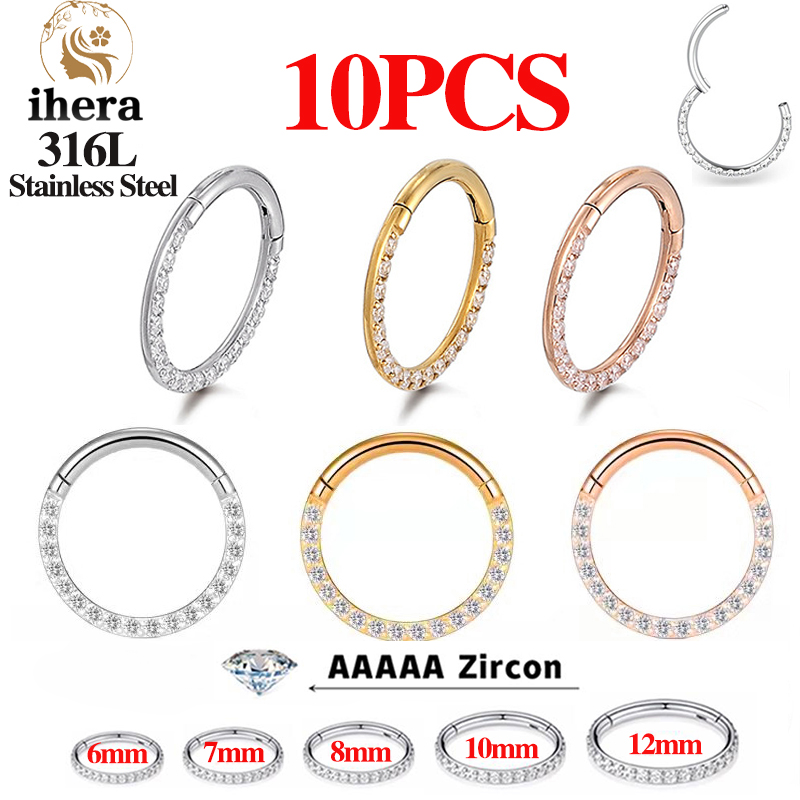 Body Jewelry And Piercing - 1/10PCS Stainless Steel Nose Rings Septum