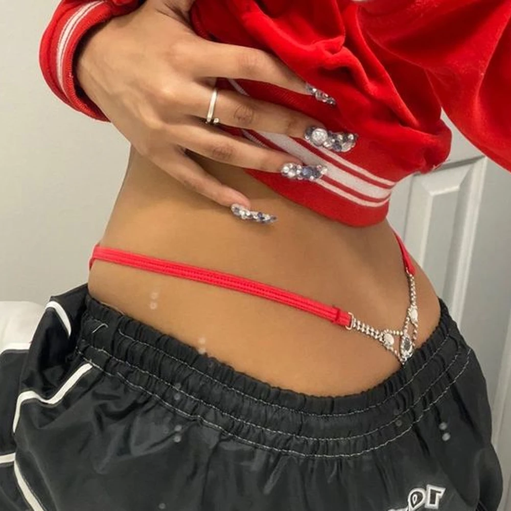 Body Jewelry Chain - Sexy Round Rhinestone Thong Adjustable Body