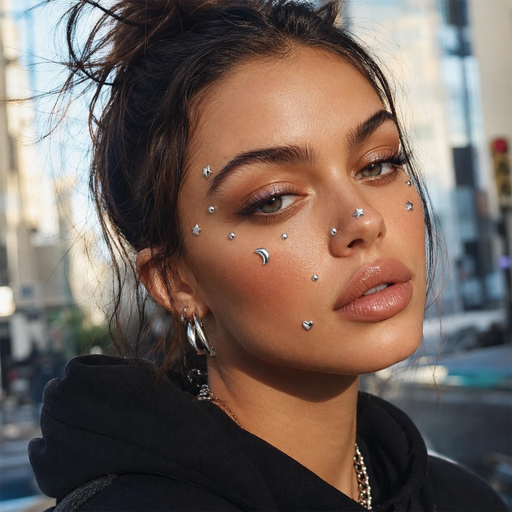 Fake Piercings Balls Stick on  - Body Jewelry Eyebrow review and price