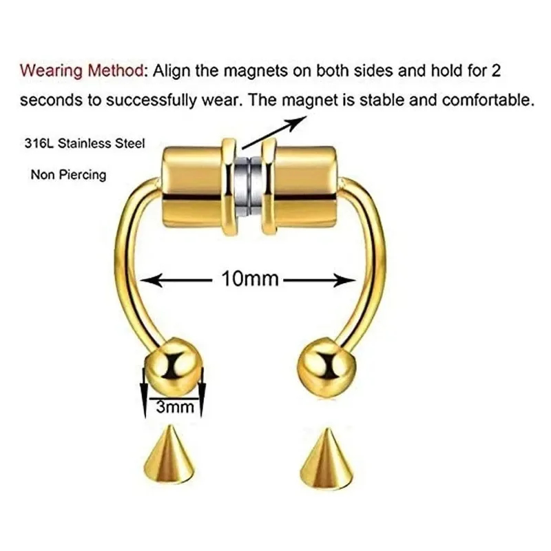 1/2/3Pcs Fake Magnetic Nose Ri - Body Jewelry And Piercing review and price