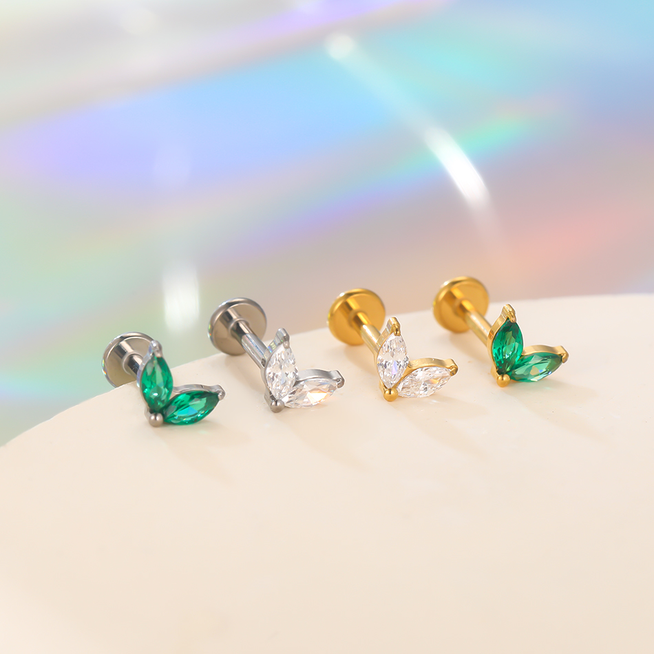 1pc Titanium White Green Zirco - Zoor Body Jewelry review and price