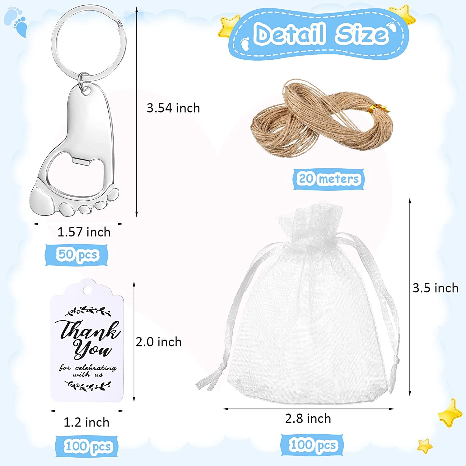 50-Piece Baby Footprint Key Ch - Body Jewelry Back review and price