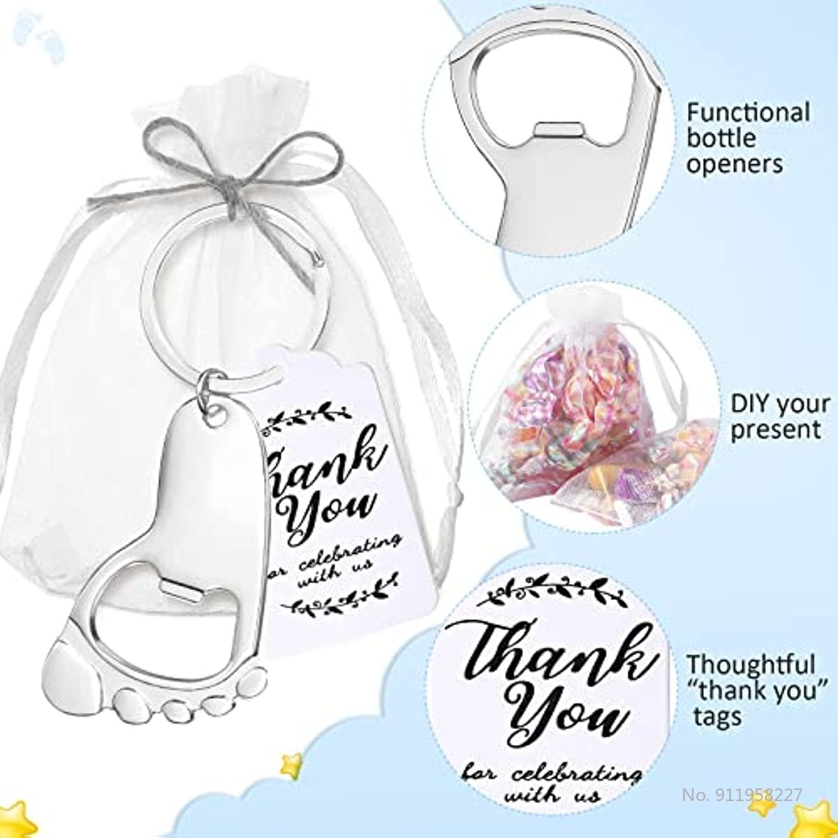 50-Piece Baby Footprint Key Ch - Body Jewelry Back review and price