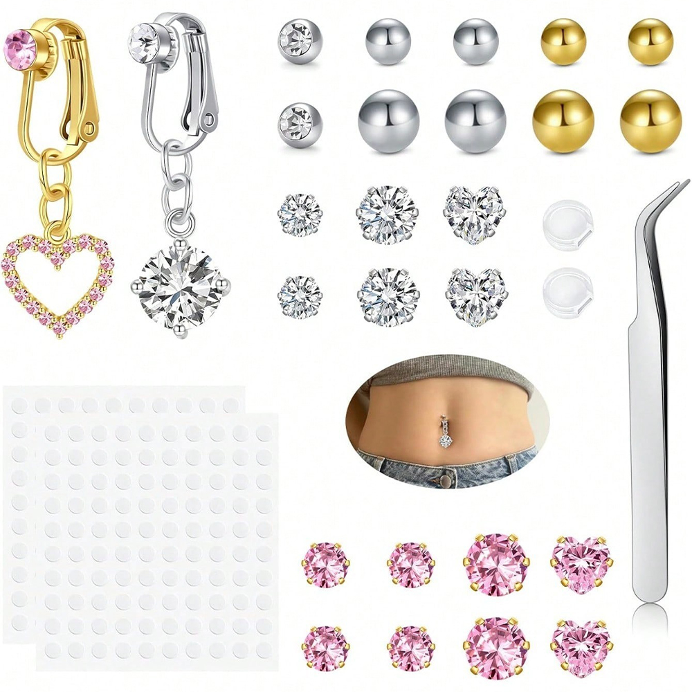 Gold Fake Belly Piercing Cubic - Body Jewelry And Piercing review and price
