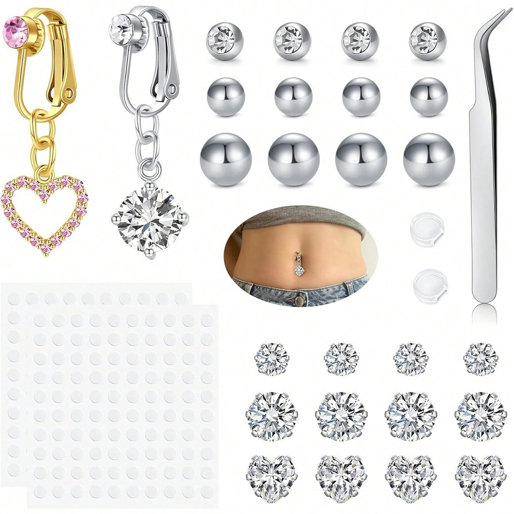 Gold Fake Belly Piercing Cubic - Body Jewelry And Piercing review and price