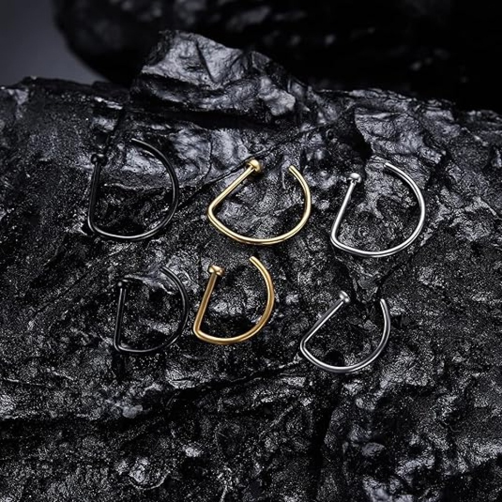 4 Pack Non Piercing D-Shaped N - Body Jewelry And Piercing review and price