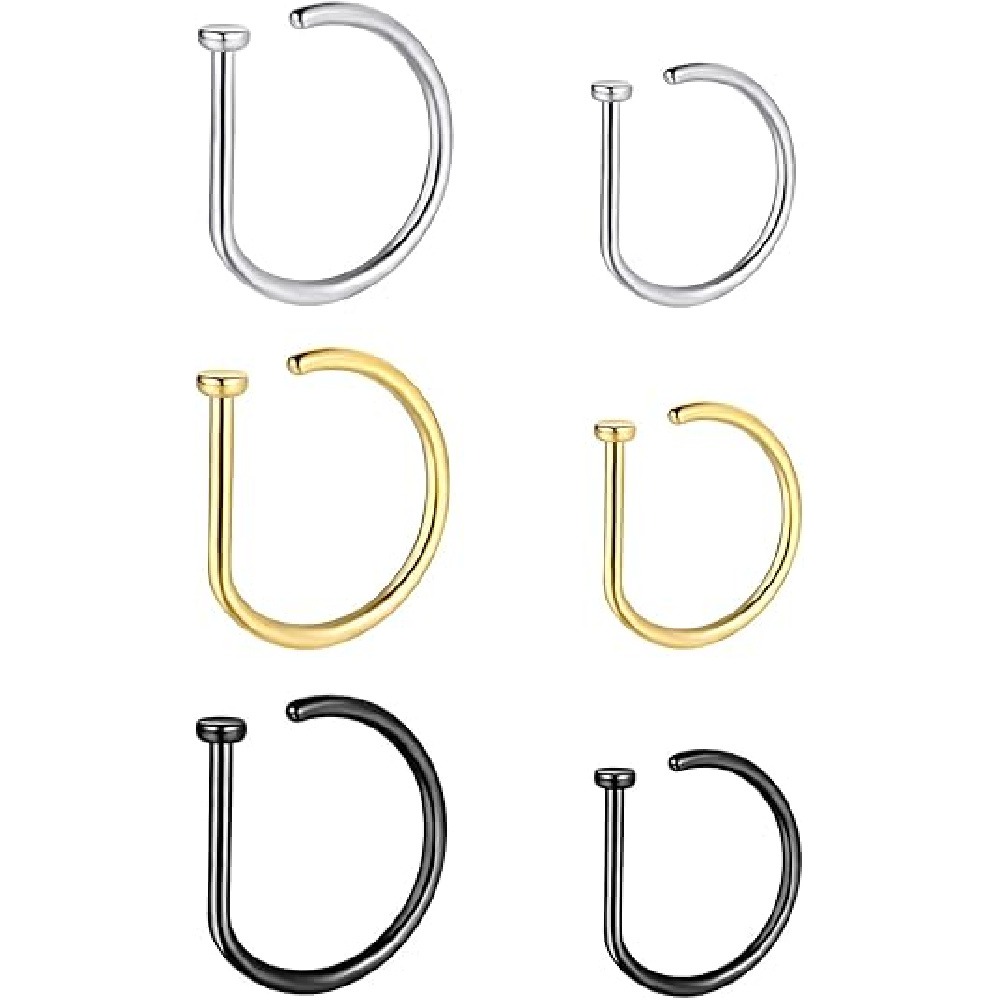 4 Pack Non Piercing D-Shaped N - Body Jewelry And Piercing review and price