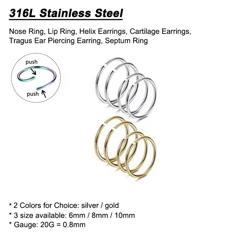 6pcs/lot Hypoallergenic Nose R - Body Jewelry And Piercing review and price