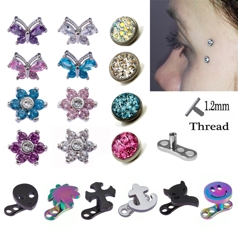 1PC Dermal Anchor Top Piercing - Body Jewelry Implants review and price