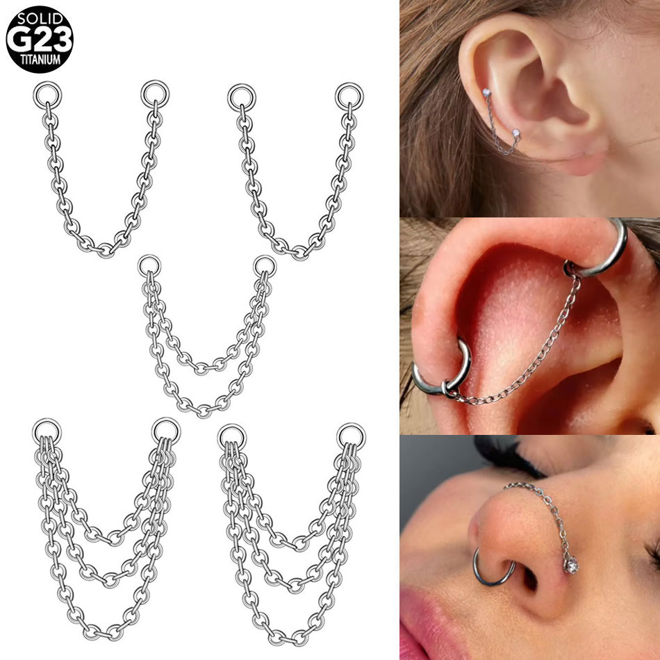 1/5PCS Titanium Double Chain f - Zoor Body Jewelry review and price