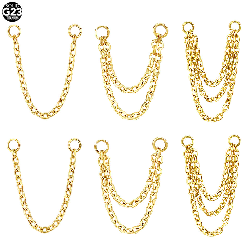 1/5PCS Titanium Double Chain f - Zoor Body Jewelry review and price