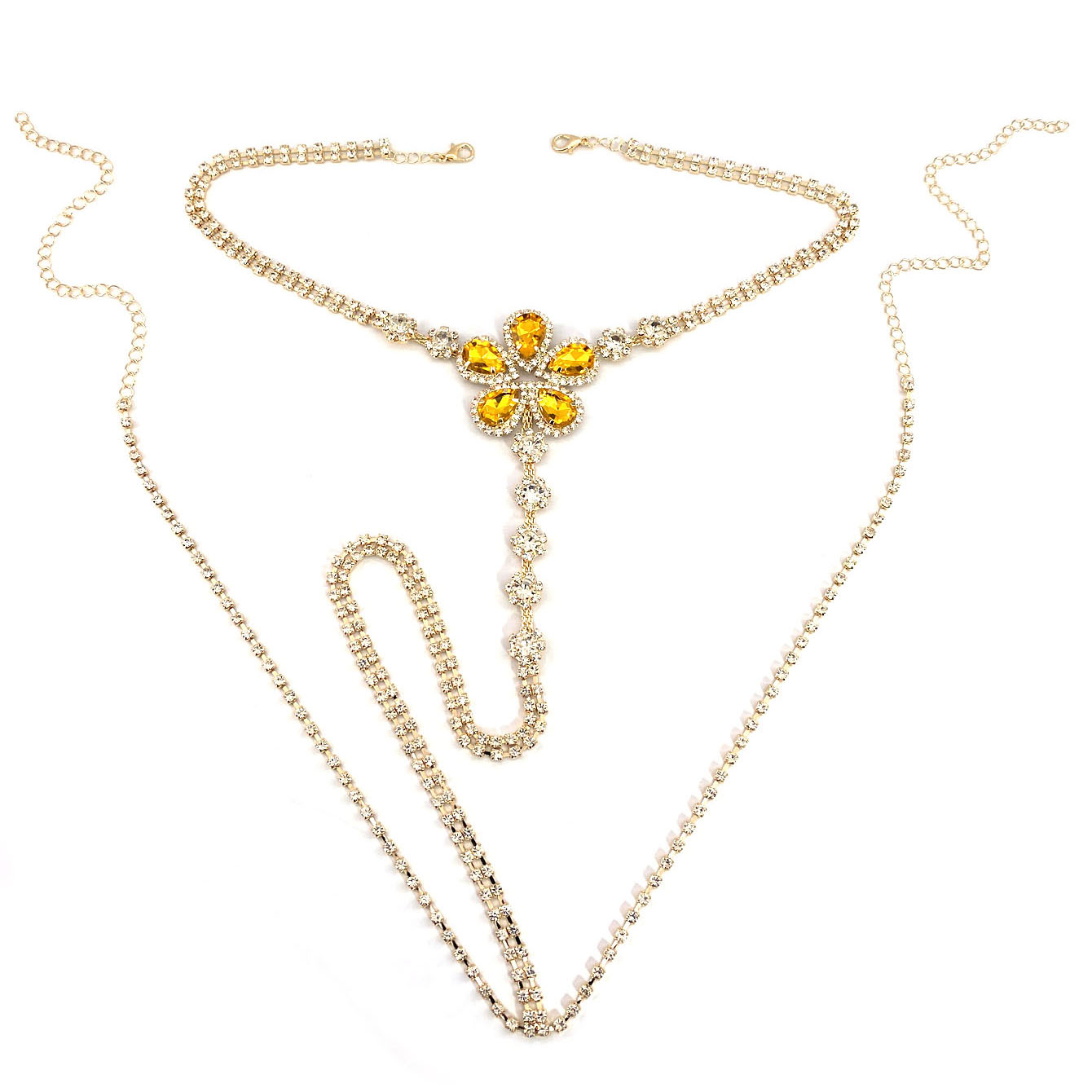 1pc Flower Shaped Sexy Rhinest - Body Jewelry Chain review and price