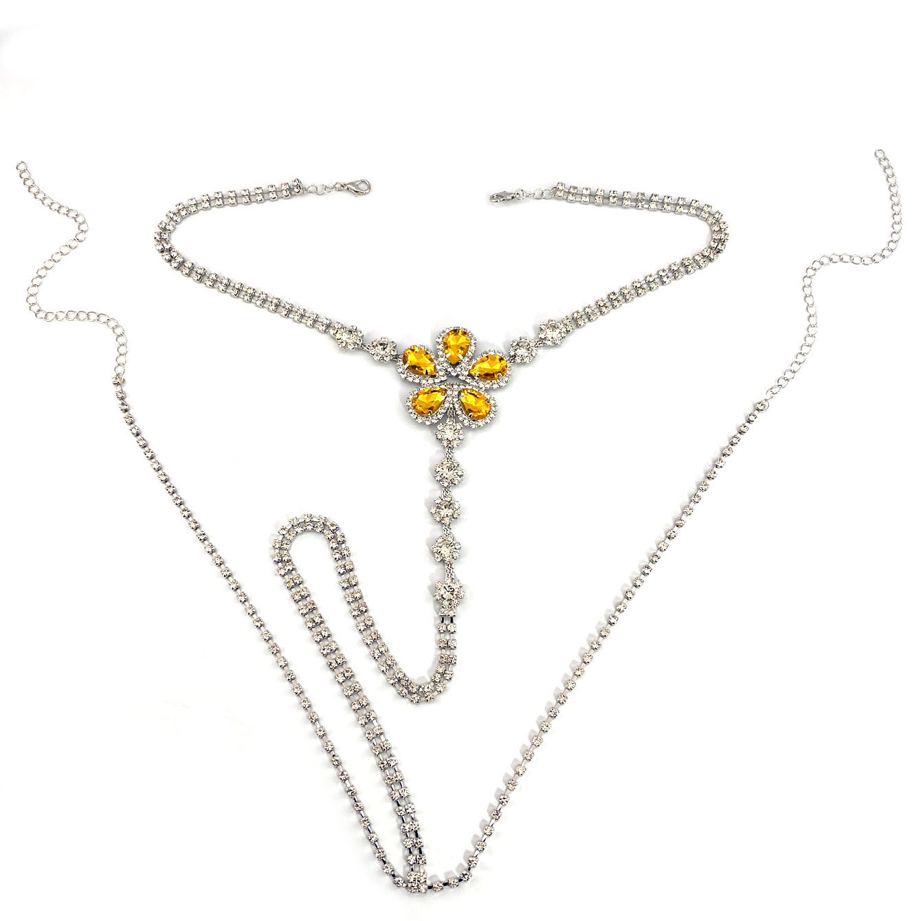 1pc Flower Shaped Sexy Rhinest - Body Jewelry Chain review and price